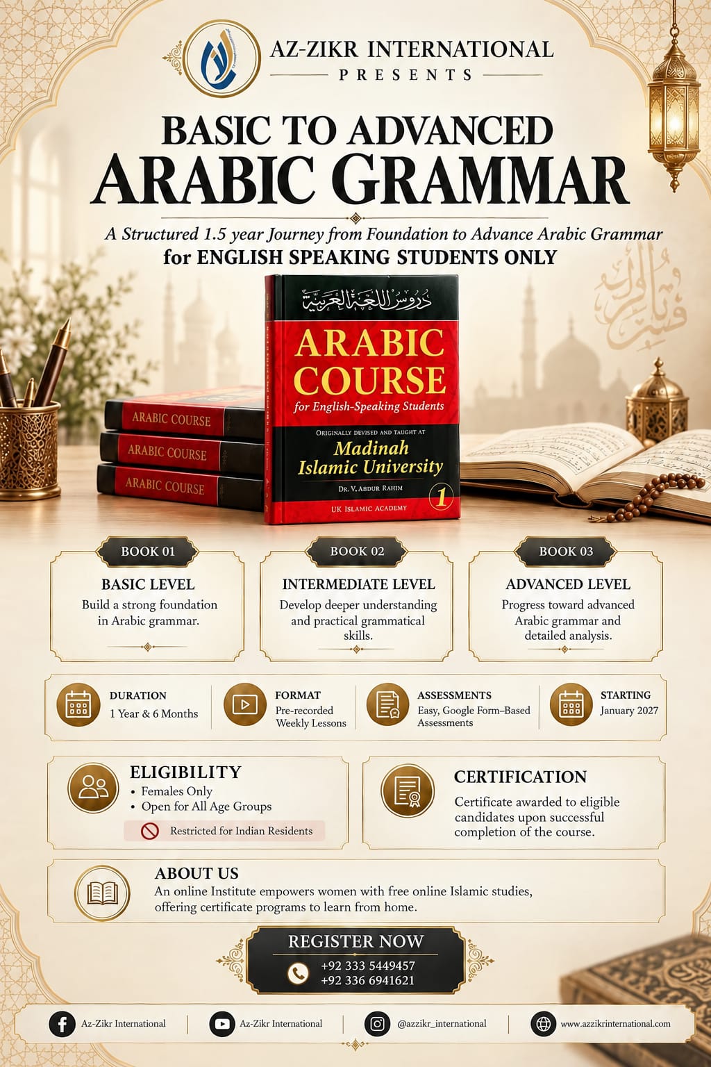 Basic to Advanced Arabic Grammar Flyer